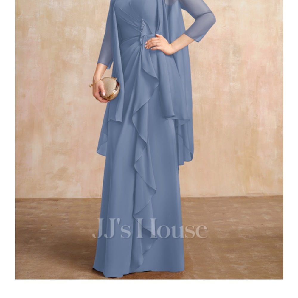 JJ’s House Mother of the Bride plus size elegant slate blue dress